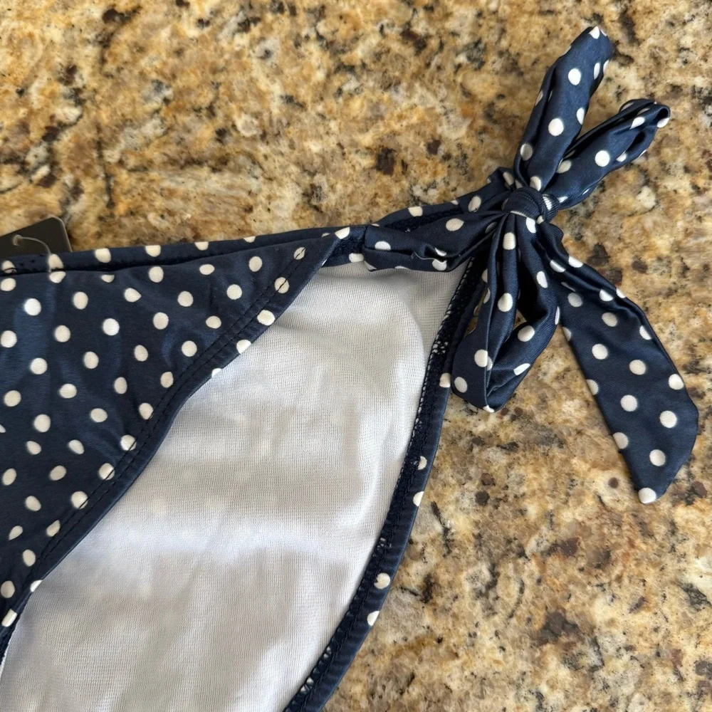 INGEAR Navy Polka Dot Swim Bottom Size Large NWT